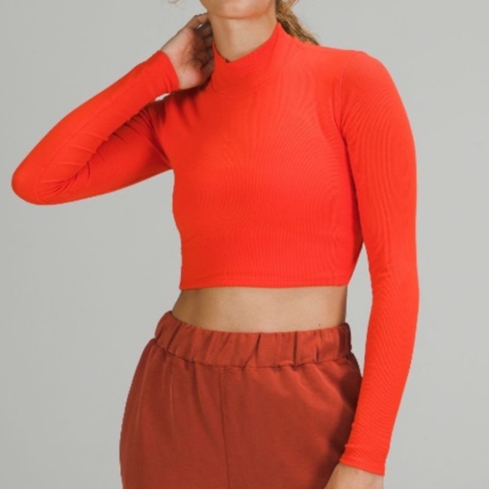 lululemon athletica Red Long Sleeve Crop Top